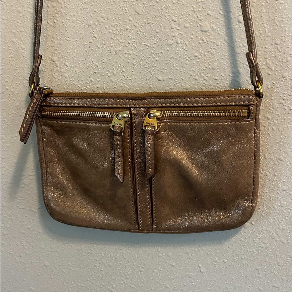 Fossil Erin Top Zip Crossbody Copper Metallic